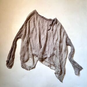 H. Trend Flowy Whimsical Grey Blouse